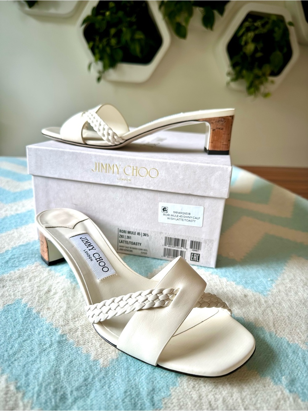 Jimmy Choo Rori Slide Sandal - "latte" (ivory/white) 36.5/6.5B - Almost New! - Picture 1 of 7